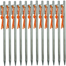 Peg Titanium, Titanium Pegs, 9.4 inches (24 cm), Tent Tarp, Outdoor Camping Equipment (12)