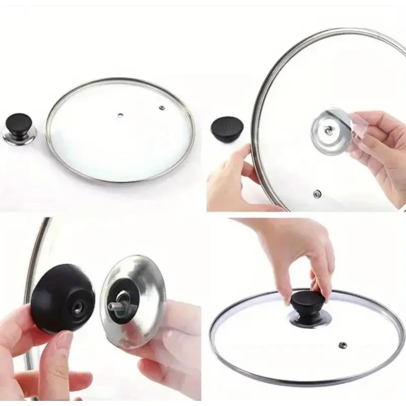 Kjzeex Universal Stainless Steel Replacement Knob Handle,Dutch Oven Knob Bakelite