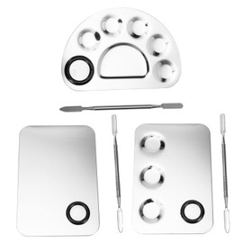 Healeved 3Sets Stainless Steel Nail Art Color Palettes for Mixing Makeup Shades Easy to Clean Foundation Trays for Professionals and Beginners for Salon and Home Use