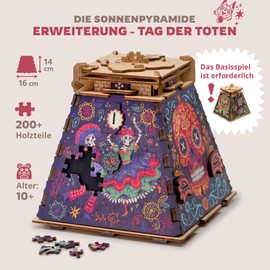 iDventure Cluepuzzle Day of the Dead Expansion - Wooden Puzzle 200+ Pieces - Escape Room Game - Gift Box - 4 x Motifs Puzzle Size 20 x 12 cm - Wooden Puzzles for Adults - Gift - Hobby