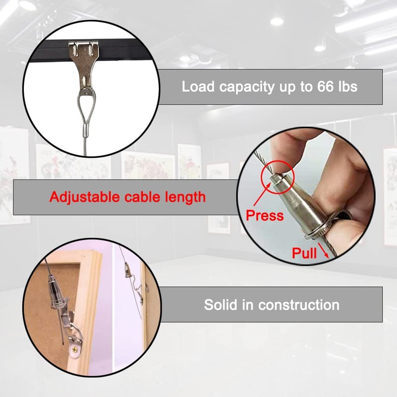 10 Pack Picture Rail Hanging System Picture Hanging Hardware Kit,