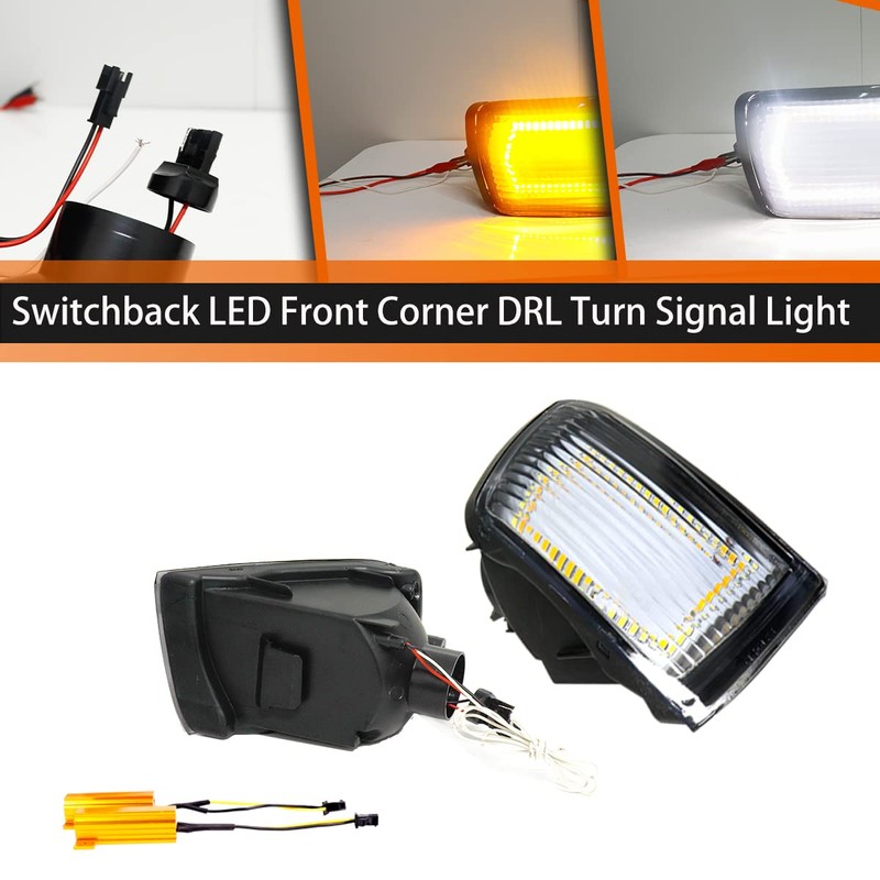 ADIIL Clear Switchback LED Front Bumper Turn Signal Light Fog