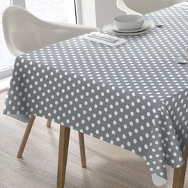 Wipe Clean Table Cloth Oilcloth PVC Tablecloth Table Cover Protector Polka Dot 100cm x 140cm 39x55 Grey Light
