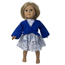 Doll Clothes Superstore Handmade Blue Paisley Dress with Jacket Fits Our Generation American Girl and My Life Dolls