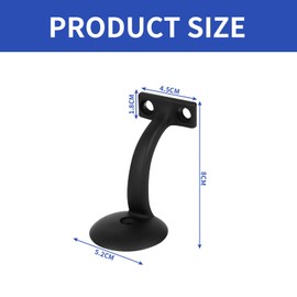 Handrail Holder, Handrail Bracket, Stainless Steel Handrail Support for Stair Railing, Wood or Metal, Handrail Wall Holder for Indoor and Outdoor Handrails, Handrail Holder, Black, Pack of 2