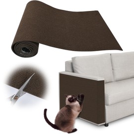 Inchoco Cat Couch Protector - 78.7" x 15.8" Trimmable Self-Adhesive Cats Claws Scratch Pads, Cat DIY Climbing Scratch Furniture Protector from Cats/Dogs Scratching for Big Arm Chair/Sofa Use (Brown)