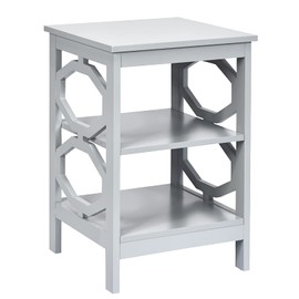 KOTEK 3-Tier Nightstand, Wooden Sofa Side Table with Storage Shelves, Stable Structure, Accent Table Bedside Table End Table for Bedroom, Living Room, Easy Assembly (Grey)