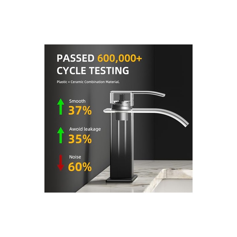 Ryuwanku Bathroom Faucet Matte Black Modern Waterfall Bathroom Sink Faucet