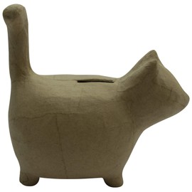 Décopatch - Ref AC841C - Cat Money Box - Papier Maché Object to Decorate - 14 x 8.5 x 15cm - Decorate with Décopatch Papers & PaperPatch Glue, Glitter, Paints