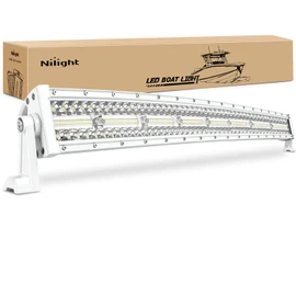 Nilight Marine LED Light Bar Navigation Lights 33 Inch Curved White Spot Flood Combo Ponton Boat Deck Dock Lighting for Night Fishing T-top Stern Yacht Sailboat Trucks Tractors