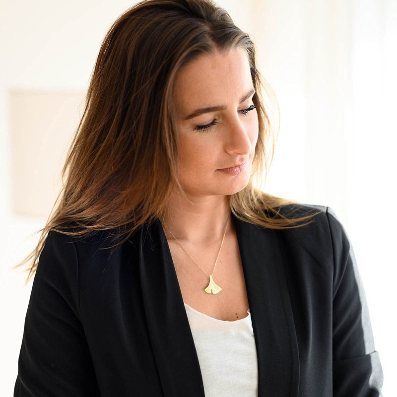 Gold Anhänger Gingko Blatt - 925 Silber vergoldet mit Kette