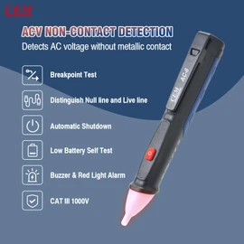 CEM AC-6 50V-1000V Non-Contact Voltage Detector, Portable AC Voltage Tester Pen, Electrical Tester for Circuit Breakers, Lighting Fixtures, Switches, Socket Wires