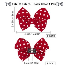 GORGECRAFT 4 Pieces Removable Shoe Buckles 2 Colours Women's Shoe Clips with Bow Retro Polka Dot Pattern Polyester Bow Shoe Decoration Charms for Heels Flat Shoes Pumps Decorative