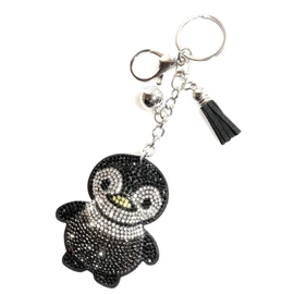 Rigral Key Holder, Penguin, Bag Charm, Key Ring, Glitter, Black