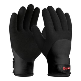 KAYGO Waterproof Thermal Work Gloves, Full Hand Latex Coated, Insulated Liner for Freezer Cold Weather Fishing Winter Outdoor Work, KG140 (Full Black, Medium)
