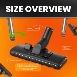 Vacuum Brush Head 32mm for Henry Hoover Head Compatible with Numatic Henry Hetty James NRV for Henry Hoover Attachment for Henry Head Spare Attachments Dual Pedal 270mm Floor and Carpet Tool Nozzle
