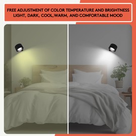 SIXDEFLY Led Wall Sconces,Rechargeable Wall Lamp with 3 Color Temperature&3 Brightness 360° Magnetic Ball,for Bedroom, Corridor(Black,2 Pack)