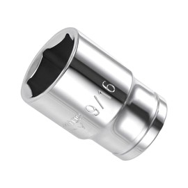 CoCud 6-Point Socket, 3/8" Drive 9/16" Deep, Polished Chromed CR-V SAE Standard Shallow Impact Socket - (Applications: for Ratchet Torque Electric Wrenches Car Repair), 1-Pieces