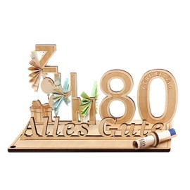 Giftota Money Gifts Birthday 80th Gifts for 80th Birthday Man Woman 80th Gifts Wooden Decoration