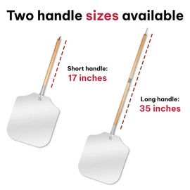 Colenza Pizza Peel 16 inch,16" Wx 18" L, Extra Large Metal Pizza Peel 16 inch, Aluminum pizza peel with Detachable Wooden Handle, 2 Handle Sizes (17 inch & 35 inch)
