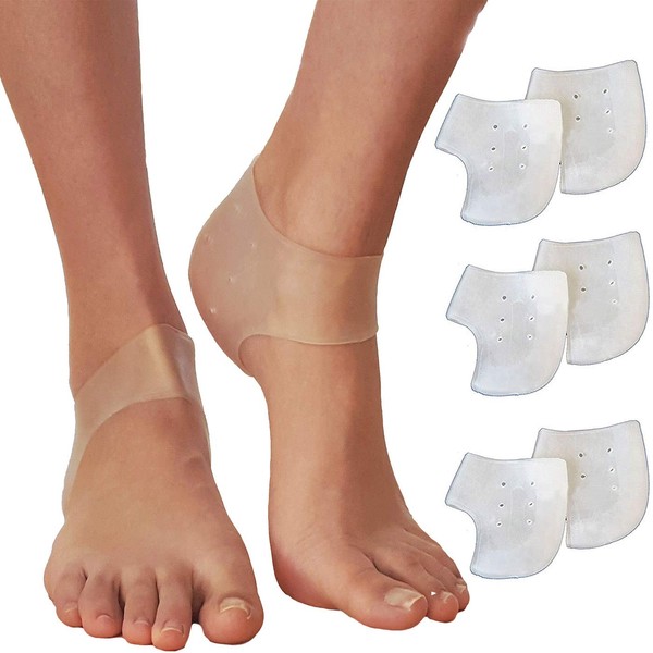Plantar Fasciitis Inserts Heel Protectors - Silicone Gel Heel Cups Shoes Inserts, Orthotics Heel Cushion for Bone Spur & Heel Spur Pain Relief 3 Pairs of Foot Pain Plantar Fascitis Heel Sleeves - 2mm