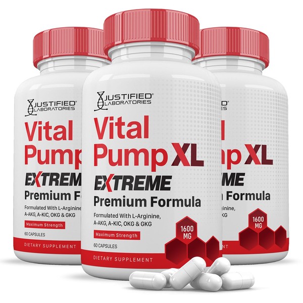 Justified Laboratories (3 Pack) Vital Pump XL Extreme Pills 1600MG