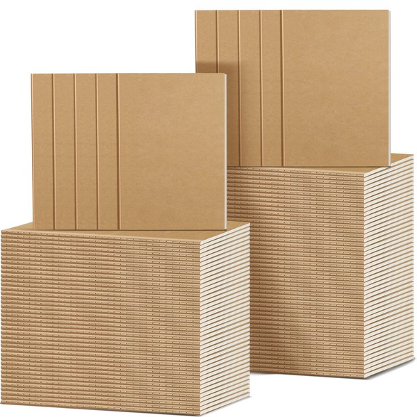 Handepo 100 Pack A5 Kraft Notebooks 60 Pages Ruled Lined