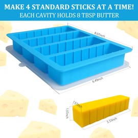 Sidosir 2PCS Butter Silicone Mold with Lid, Non-Stick Butter Mold Tray with Measurements for Making Butter for Chocolate Making and Homemade Cakes Baking