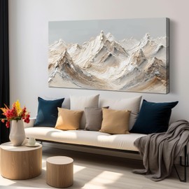 Grey Mountain Canvas Art Minimalist Wall Art Large Abstract Wall Decor Painting Nature Artwork for Living Room Bedroom Dining Room Office 29" x 59"