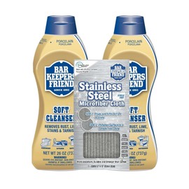 Bar Keepers Friend Micro Fiber Towel and Liquid All-Purpose Soft Cleanser 26 oz, (3 ct)