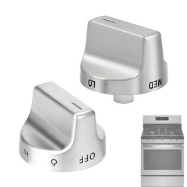 2 Pack Stove Knobs for Whirlpool Gas Range Stoves with Off Med Lo Hi Markings - Replacement for W11159630 W11023139, Stainless Steel D-Shaft, Fits WFG525S0 WFG535S0 WFG550S0 Series