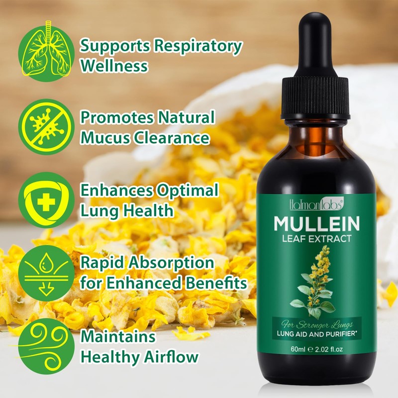Mullein Leaf Extract for Lungs, Mullein Drops for Lungs, Support