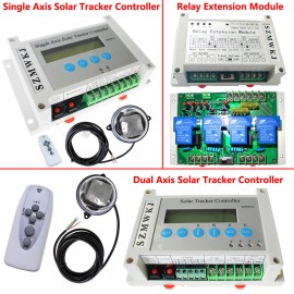 SZMWKJ Single/Dual Axis Electronic Solar Tracker LCD Controller +Relay Extension Module - Single Axis System, Need