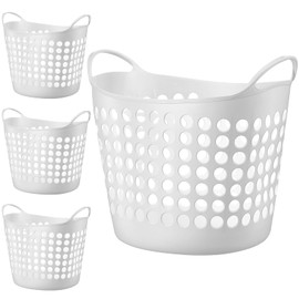 Suclain 3 Pcs Flexible Laundry Basket Set Carry Portable Flexible Laundry with Carrying Handles White Large Versatile Laundry for Bathroom College Dorm Laundry Room
