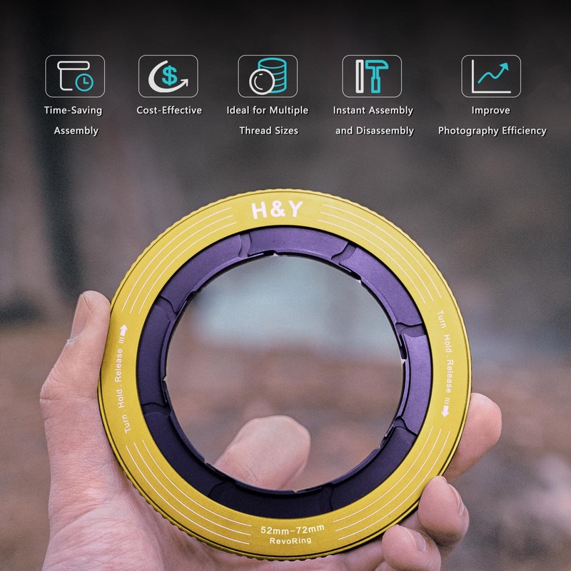 H&Y RevoRing Adjustable Step Up Ring 52-72mm to 77mm, Variable