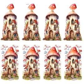 CSTYWC 50 Pieces Mushrooms Treat Bags Cellophane Bags Mushrooms Party Bags Plastic Candy Bag with 50 Pieces Twist Ties for Birthday Party Baby Shower Supplies