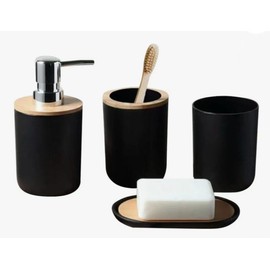 Juego De Accesorios De Baño, Accesorios para Bano Kit De Accesorios para Baño, Juego De Baño Elegante Moderno Dispensador De Jabón Jabonera Vaso