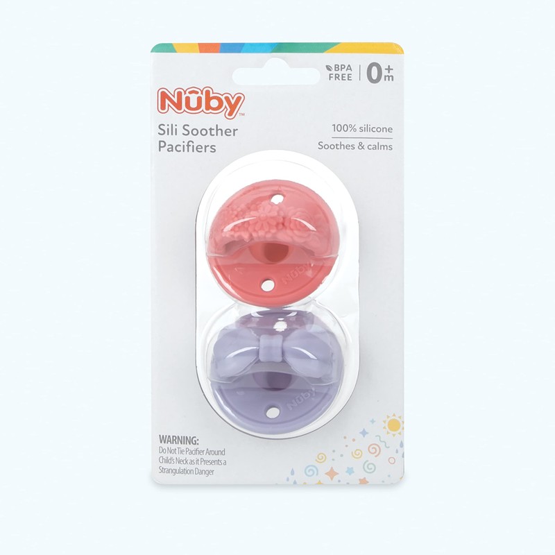 Nuby Chupetes de silicona 3D con mango suave y dos