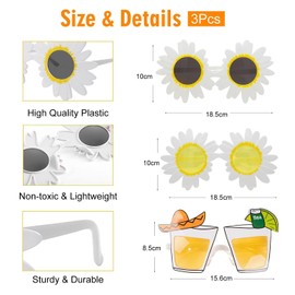 1 Piece Of Drink-Shaped Glasses And 2 Pieces Of Flower Glasses, Novel And Funny Glasses, Creative Glasses, Party Photo Props, Party Dress-Up Glasses, Interesting Sunglasses