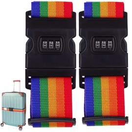 Thalia Smile Suitcase Belt with Key Set of 2, One-touch Belt, 3-Digit Dial, Convenient Travel Goods, Adjustable Length, Travel Goods, Trunk Belt, Carry On Bag, Travel Bag, Travel Bag, Luggage Packing Band, Travel, Business Trip, Lock, Security Belt, Anti