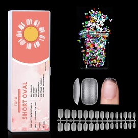Falsche Nagelspitzen 240pcs Matte Acryl Nails Arts Künstliche Quadratische Spitzen Nägel Für Nagelverlängerung Vorgeformt False nails tips (240 Oval Kurz/Dekorations, 15 Größen)