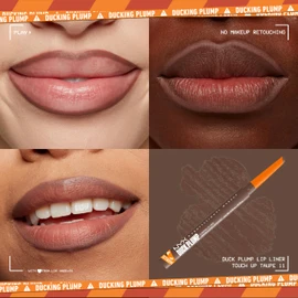 Nyx Professional Makeup, Duck Plump Liner, Tono: Touche Taupe (Café Opaco). Delineador de labios con hasta 16hrs de duración. Infusionado con jengibre picante y pimiento. Fórmula Vegana.