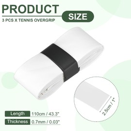 PATIKIL Tennis Racket Grip Tape, 3 Pack PU Racquet Overgrip with Damping Ridges Anti-Slip Absorbent Perforated Handle Grip Flat Adhesive for Badminton Pickleball Fishing Rod, White