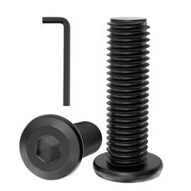 GUEEYUAW Pack of 12 M6 x 50mm Screws Black 304 Stainless Steel A2 V2A Hex Socket Flat Head Screws with Hex Key Can Be Used Outdoors