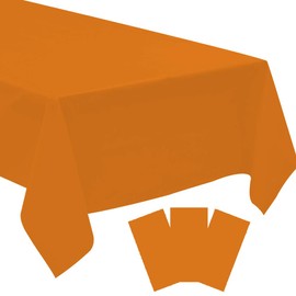 RCFFDL 3 Pack Orange Disposable Tablecloth, 54" x 108" Plastic Table Covers, Decorative Rectangle Tablecloth for Parties, Events, Wedding, Inddors & Outdoors