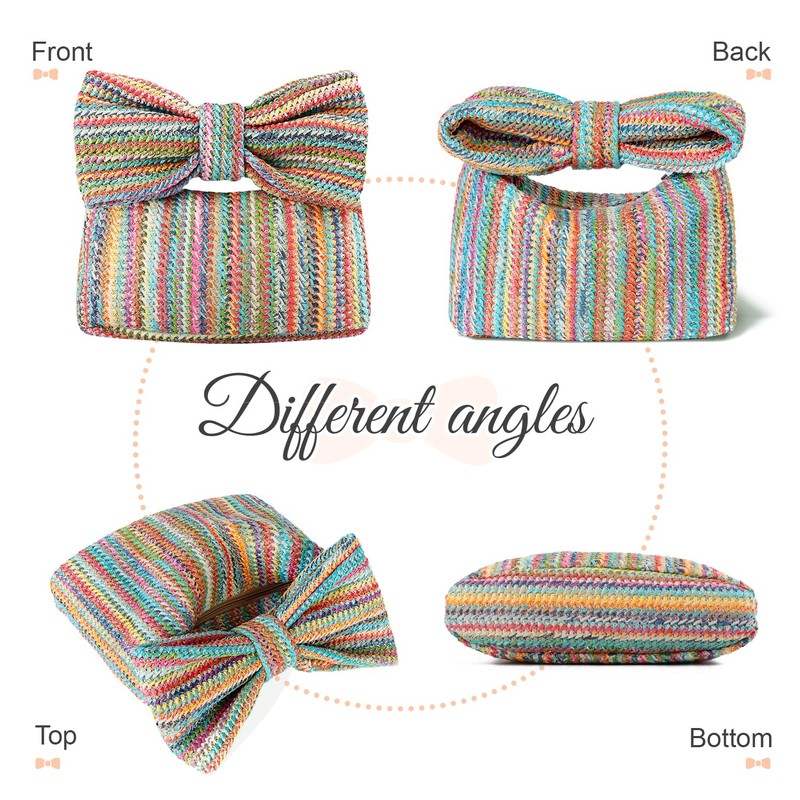 EVEOUT Straw Bow Clutch for Women Summer Straw Handbag Woven
