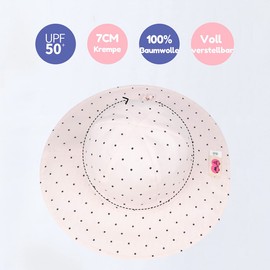 Foruhoo Girls' Sun Hats UV Protection, Adjustable Wide Brim Summer Hat for Baby, Dot Pink
