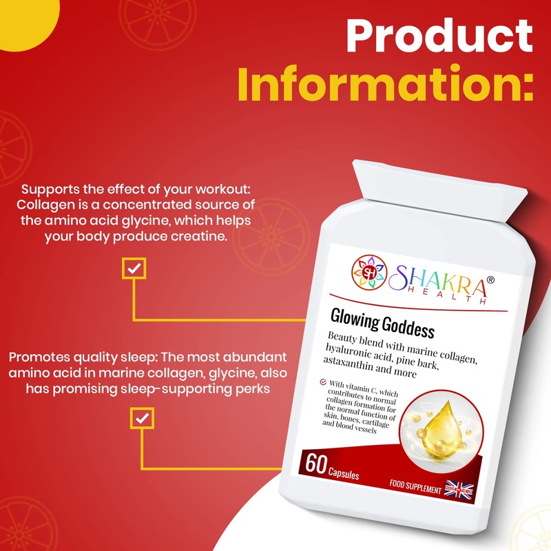 Glowing Goddess 60 Ultimate Marine Collagen Complex Capsules for Bones,