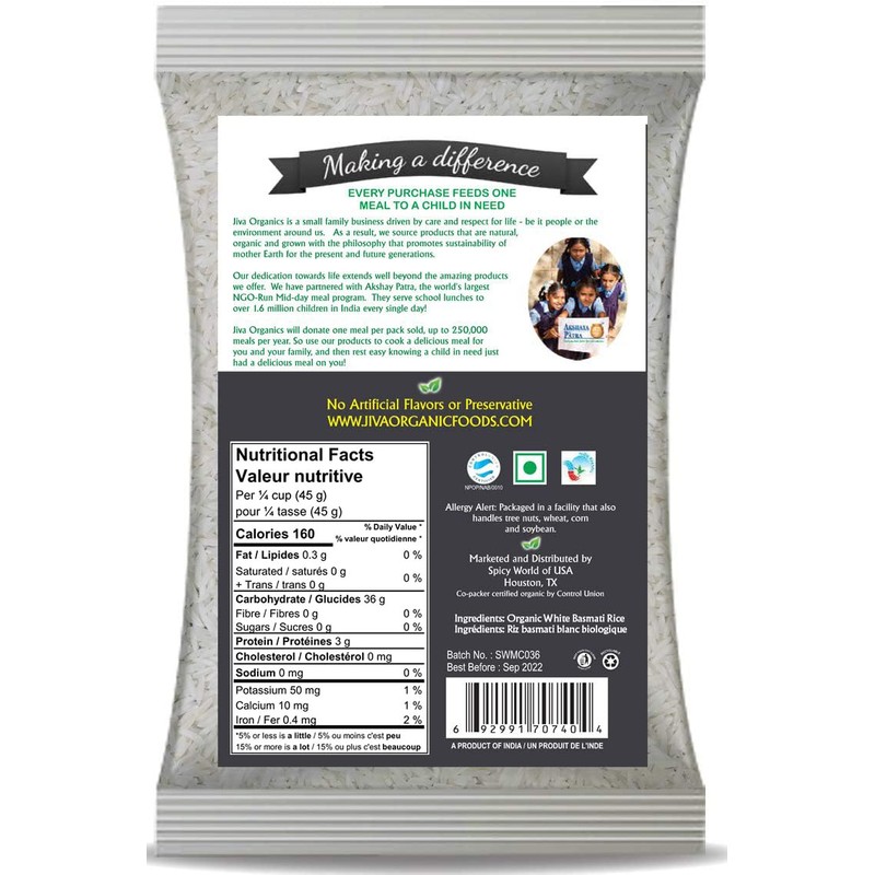 Organic Basmati Rice 10 LB Bag - Pure, Long, Premium