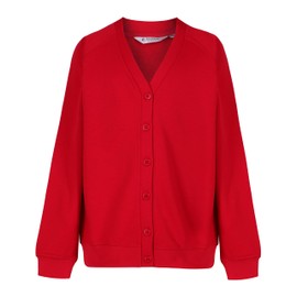 Trutex Unisex Sweatshirt Cardigan for School Uniform, Long Sleeve, Button Down, 260g, Red (Scarlet), 3-4 Years (Manufacturer Size: 20-22" Chest)
